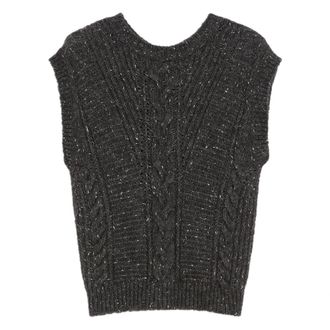 Max Mara Taffy Gilet - female - Max Mara - Round-neck Knitwear - Gray - M - Knitwear