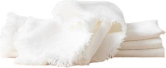 LinenMe Terra Fringe Linen Napkin - Set Of 4 In Off-White