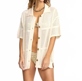 Billabong Cool Down Short Sleeve Sweater In Whitecap