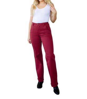 Judy Blue Phoebe Front Seam Jeans In Burgundy