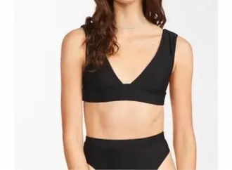 Billabong Womens Sol Searcher Plunge Swim Top In Black