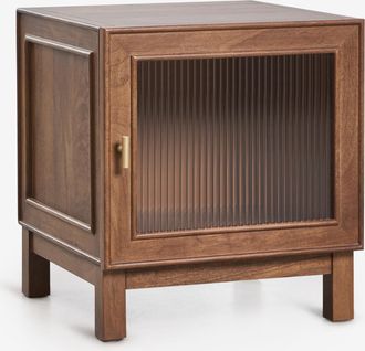 Sklum Pack De 2 Mesitas De Noche 45x45 Cm En Madera De Mango Y Vidrio Ildara Sklum