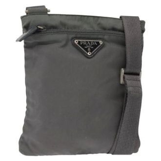 Prada Vintage, unisex, Grijs, ONE Size, Nylon, Pre-owned Nylon Cross Body Bag