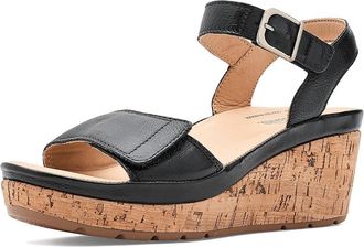 Samuel Hubbard Portola Two-Strap Wedge Womens Dress Sandals Black Full Grain Leather : 9.5 B - Medium, Leather/Suede