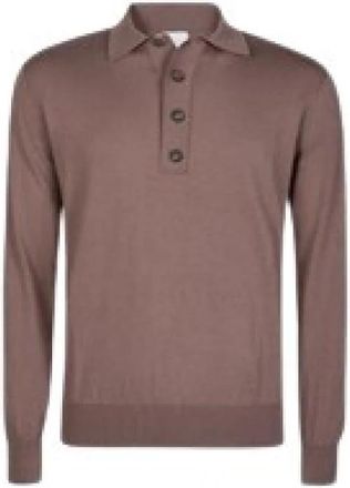 Eleventy Polo shirt met 4 knopen - Heren - Polos - Bruin - S - Katoen - Tops