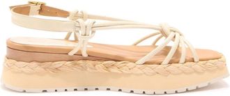 Paloma Barcel&oacute; Leren sandaal met Acara Lory-stijl - Dames - Sleehakken - Beige - 40 EU - Leer - Schoenen