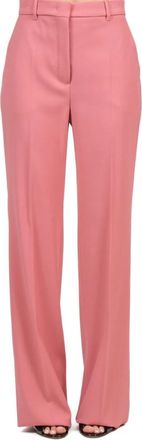 Max Mara Agami wollen broek - Dames - Wijde Broeken - Roze - M - Wol - Broeken