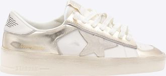 Golden Goose White And Gold Stardan Sneakers