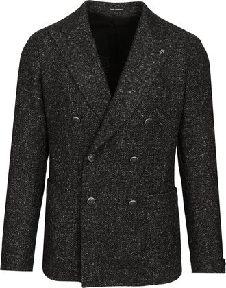 Tagliatore Montecarlo Double-Breasted Jacket - Heren - Blazers - Zwart - L - Wol - Jassen