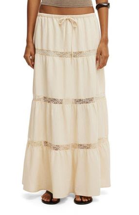 Cotton On Womens Haven Multi Tiered Maxi Skirt in Honey Cream Lace at Nordstrom, Size 10