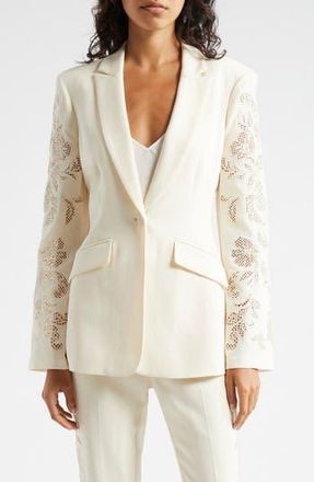 Cinq à Sept Cheyenne Floral Embroidered One-Button Blazer in Gardenia at Nordstrom Rack, Size 0