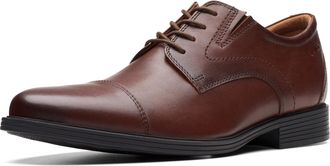 Clarks Mens Whiddon Cap Shoes, Color Mahogany Leather, Size: 8 UK Wide