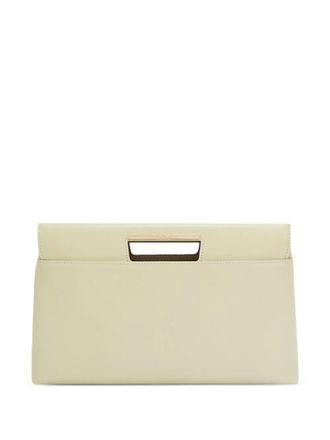 Furla logo engraved clutch bag - women - Leather - One Size - Green
