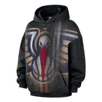 Nike New Orleans Pelicans Standard Issue Therma-FIT Fleece Hoodie Black White IQ2547-010