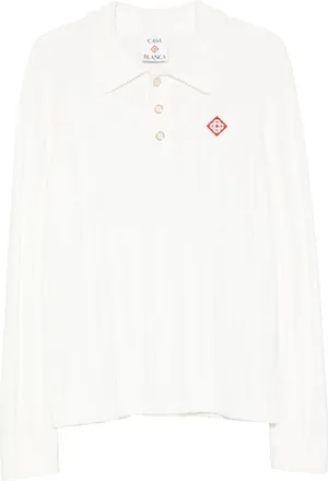 Casablanca Ribbed-knit Logo-patch Polo Shirt