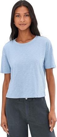 Mod-o-doc Shrunken Boxy Crew Neck Short Sleeve T-Shirts Womens Clothing Frost : MD (US 8-10), Cotton
