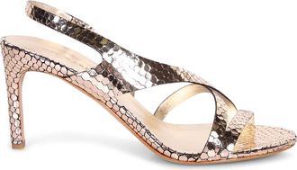 Del Carlo Design met gekruiste bandjes. Slanke hak. - Dames - Sandalen met hakken - Grijs - 38 EU - Schoenen