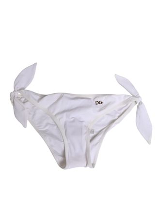 Dolce & Gabbana White Side Tie Logo Bikini Bottom Womens Underwear