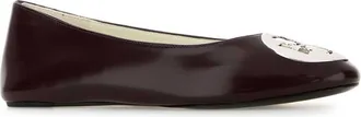 Tory Burch Womens Reva Flat Burgundy Bovine Leather Ovine