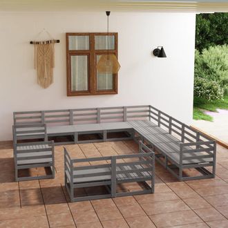 vidaXL Juego De Muebles De Jard&iacute;n 13 Piezas Madera Maciza De Pino Vidaxl