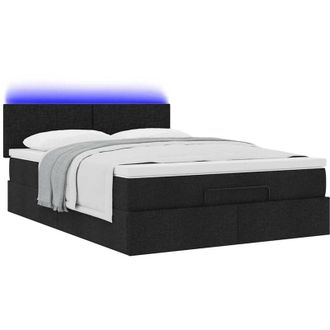 vidaXL Cama Otomana Con Colch&oacute;n Led Negra 140x190 Cm Tela Vidaxl