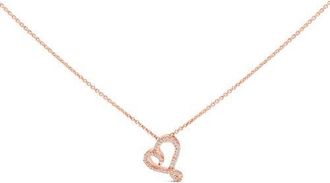 House of Brilliance 14k Rose Gold Plated Silver 1/10 Cttw Diamond Open Heart Pendant Necklace in White Gold Over Silver at Nordstrom