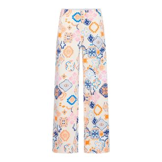 Ichi Pantalones Anchos con Estampado de Azulejos Gr&aacute;ficos - Trousers - Mujer - Multicolor - 2XL
