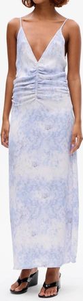 Baum Und Pferdgarten V-Neck Floral Slip Dress In Distorted Blue Flower