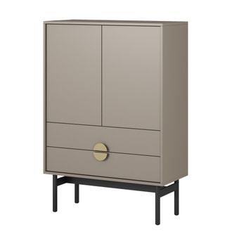 Selsey Selsey Stoon Ii - Aparador Alto Con 2 Puertas Y 2 Cajones - 85 Cm - Gris Piedra
