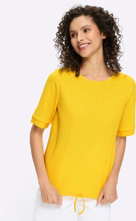 Heine Rundhalsshirt HEINE Shirt, Damen, Gr. 34, sonnengelb, 50% Baumwolle, 50% Polyester, unifarben, Rundhals, Shirts Rundhalsshirt