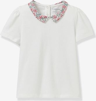 Cyrillus T-Shirt mit Blumenkragen M&auml;dchen CYRILLUS aus Bio-Baumwolle hellrosa