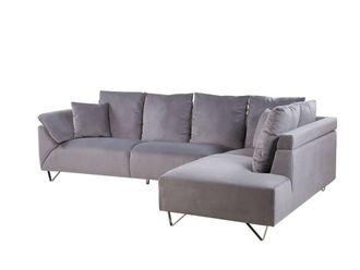 Beliani Sof&aacute; esquinero 4 personas de pana gris