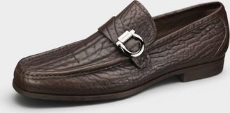 Ferragamo Mens Caspian2 Bullhide Gancini Loafer In Tmoro