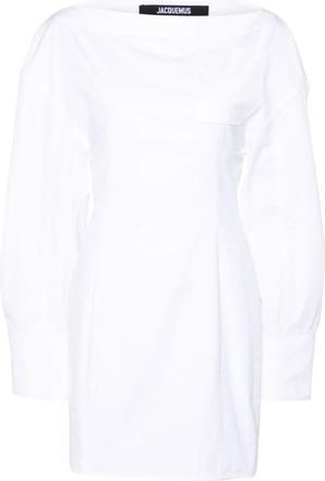 Jacquemus Off-Shoulder Chemise Jurk - Dames - Korte kleedjes - Wit - S - Katoen - Kleedjes