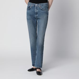 A Gold E Jeans dritti Lana in denim indaco