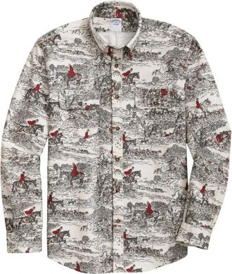 Brooks Brothers Regular Fit Flanellen overhemd met print en button-down kraag - Heren - Casual Overhemden - Veelkleurig - S - Katoen - Overhemden