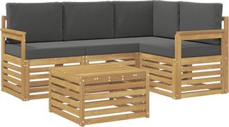 vidaXL Conjunto De Sof&aacute;s De Exterior 5 Uds. Blanco Y Antracita Vidaxl