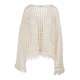 Jucca Cardigans, female, Beige, Size: XS Open net-knit cardigan
