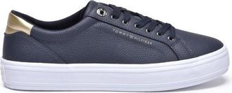 Tommy Hilfiger Essential Vulc Leren Sneaker - Dames - Sneakers - Blauw - 41 EU - Leer - Schoenen