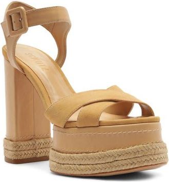 Schutz Hilda Ankle Strap Platform Sandal in Light Wood at Nordstrom, Size 6.5