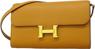 Herm&egrave;s Beige Epsom Leather Chain/Shoulder Wallet (Pre-Owned)