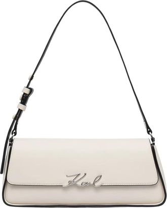 Karl Lagerfeld K/Signature Baguette - Dames - Schoudertassen - Beige - ONE Size - Leer - Tassen