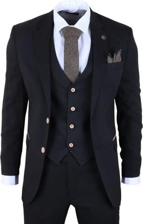 TruClothing Plain 3 Piece Suit Tailored Fit Office Wedding Prom Set