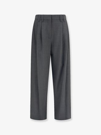Brunello Cucinelli Pantaloni in misto lana vergine stretch con dettaglio Monile - BRUNELLO CUCINELLI - gender_Woman