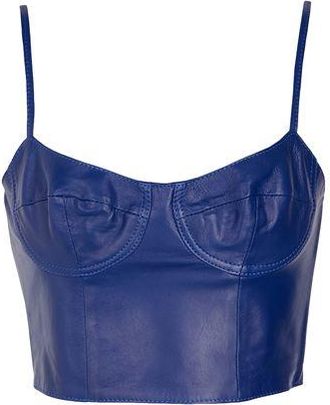 8 by YOOX LEATHER BODYCON CROP TOP
