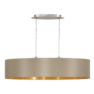 Loops Pendant Light Colour Satin Nickel Shade Taupe Gold Fabric Bulb E27 2x60W in Metallics