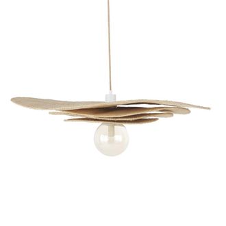 Maisons du monde L&aacute;mpara de techo de rafia con 4 niveles y globo de cristal ahumado