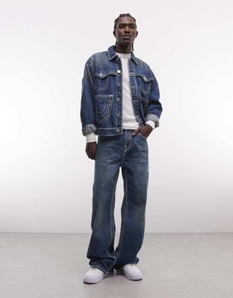 True Religion Vinny - Jeans super larghi in denim lavaggio blu medio