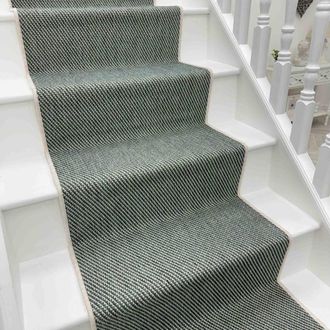 Runrug Stair Runner Carpet - Reversible & Durable, 2mm - Coastal in Green | Size: 60 cm x 450 cm