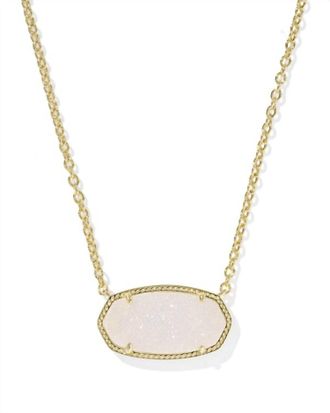 Kendra Scott Womens Elisa Statement Short Pendant Necklace In Gold Iridescent Drusy